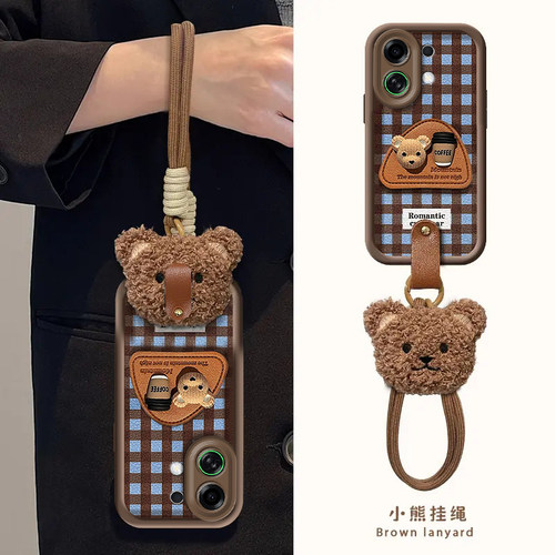 适用OPPOK13Turbo手机壳K12S咖啡熊支架K11X创意挂绳K10可爱卡通OPPO女款Find X8全包硅胶防摔X7ultra保护套 - 图3