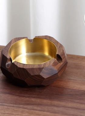 黑胡桃木烟灰缸家用简约办公