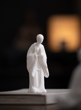 极速中式小和尚家居小摆s件陶瓷禅意无相佛茶道鱼缸造景微景观盆