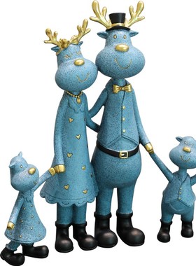 极速一家四口家居摆饰酒柜新房乔迁礼品客厅玄关装U饰品送新婚结