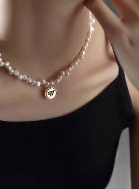 极速不规则天然淡水珍珠项炼女2023年新款轻奢小T众吊坠法式锁骨