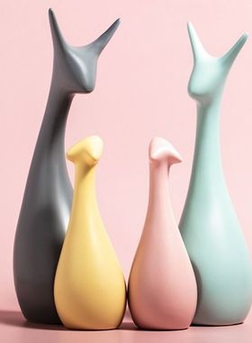 极速北欧现代简约家居陶瓷工艺品客厅酒柜装M饰品摆件结婚儿童生