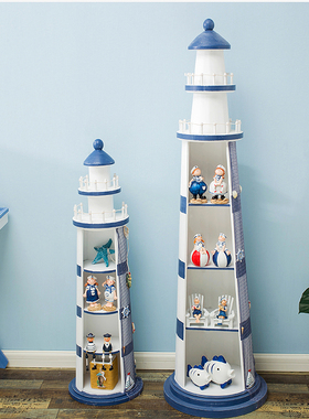 极速地中海洋风格木质灯塔摆件家居装饰品创M意拍摄道具摆设海边