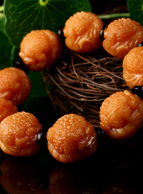 新品天然风化菩提根手串貔貅金z蟾佛珠手链手工精雕菩提子文玩手