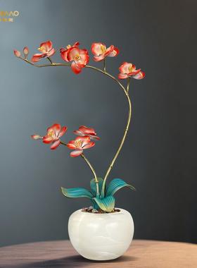 兰花摆件开 业乔迁礼物中式客厅家居玄关办公室装饰铜器工艺礼品