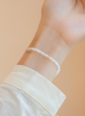 极速网红新品极细2mm刻面白水晶A手链女14k金小众设计感礼物ins