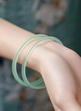 极速天然玉髓古风手镯 叮当镯 细条玛瑙镯M子小冰条玉石极细简约