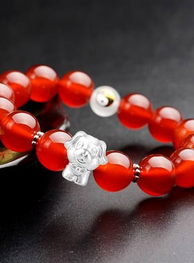 极速红绳手链银十二生肖狗手工y编织幸运红绳情侣手绳男编织绳礼