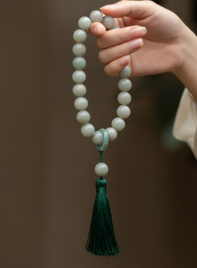 极速佘太a翠手持紫罗兰天然樱花玛瑙流苏手链绕指柔文玩手串18颗