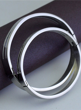 极速欧美镂空双线k情侣手环钛钢男士女式英文手镯外贸时尚配饰品S