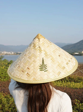 斗笠竹编防雨防晒草帽男士钓鱼遮阳竹编斗笠帽农民户外凉帽采茶帽