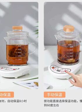 迷你全玻璃养生壶花茶壶全自动煮茶器办公室电热杯小型容量0.4升