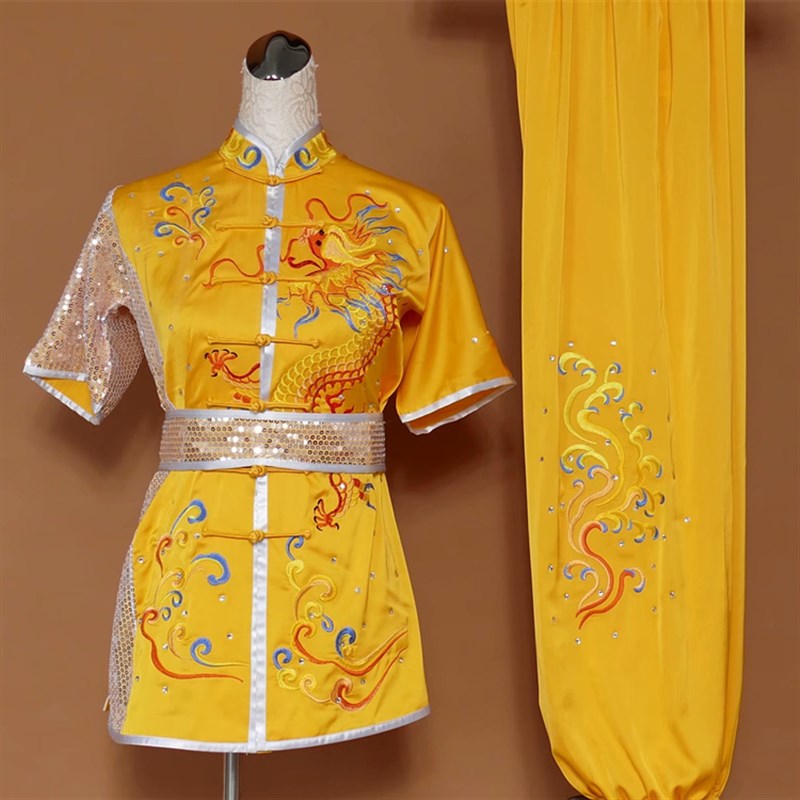 新款武术服刺绣龙练功服成人儿童表演服H演出比赛长拳南拳体考彩 - 图3