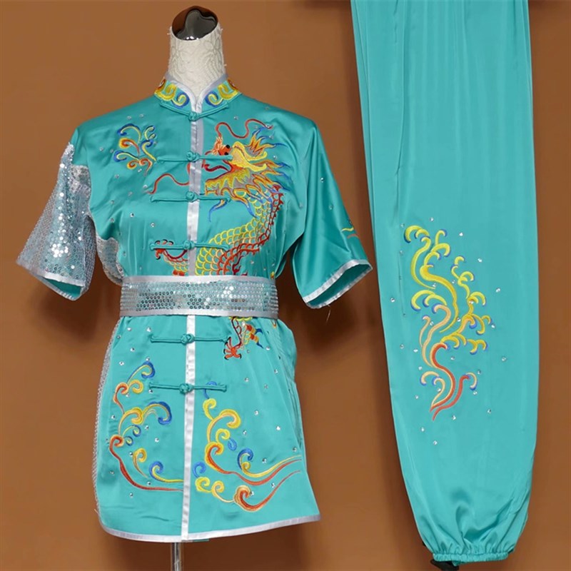 新款武术服刺绣龙练功服成人儿童表演服H演出比赛长拳南拳体考彩 - 图1