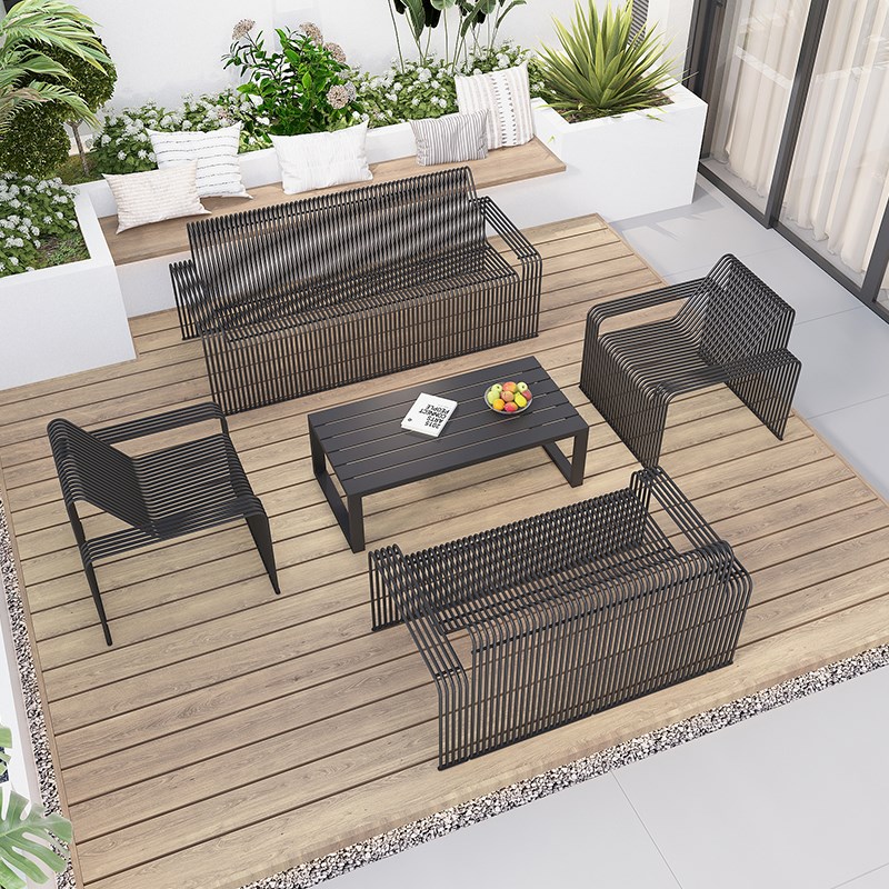 铝合金户外沙发防晒防水铁艺室外庭院阳台休闲阳光房家具茶几双人 - 图0