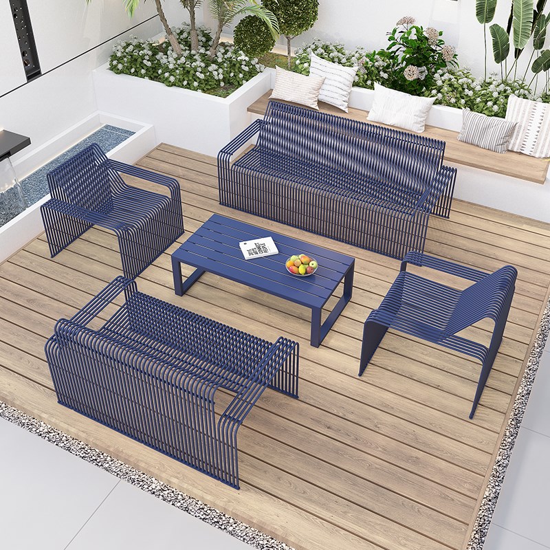 铝合金户外沙发防晒防水铁艺室外庭院阳台休闲阳光房家具茶几双人 - 图2