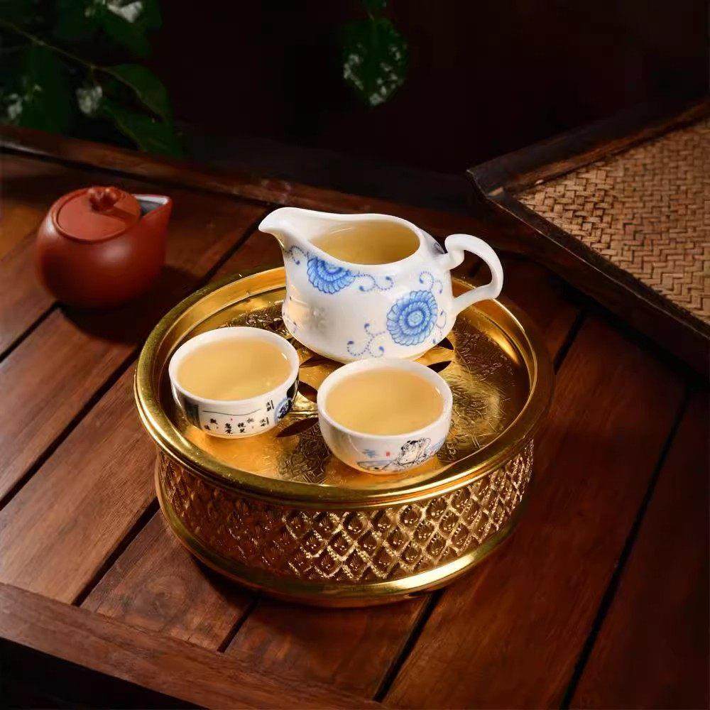 泰国功夫茶具茶台办公会客家用圆形精雕锡制茶托盘大容量沥水茶盘,淘宝优惠券,粉丝福利购,淘宝优惠卷