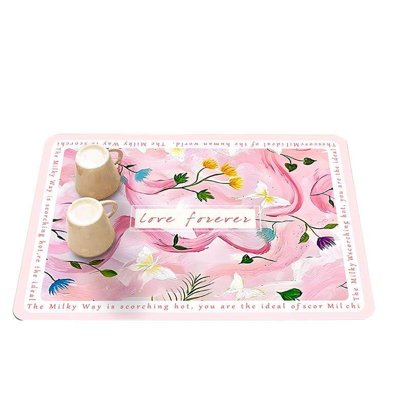 厨房台面沥水垫硅藻泥桌面吸水垫卫生间植物花卉清新花蝶牙膏杯垫,淘宝优惠券,粉丝福利购,淘宝优惠卷