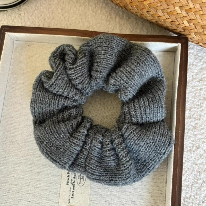 甜美软糯慵懒风毛线针织大肠发圈女韩系温柔百搭扎丸子头发绳头饰 - 图2