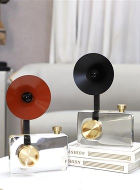 现代简约几何f水晶相机模型艺术雕塑摆件客厅卧室玄关酒店家居饰