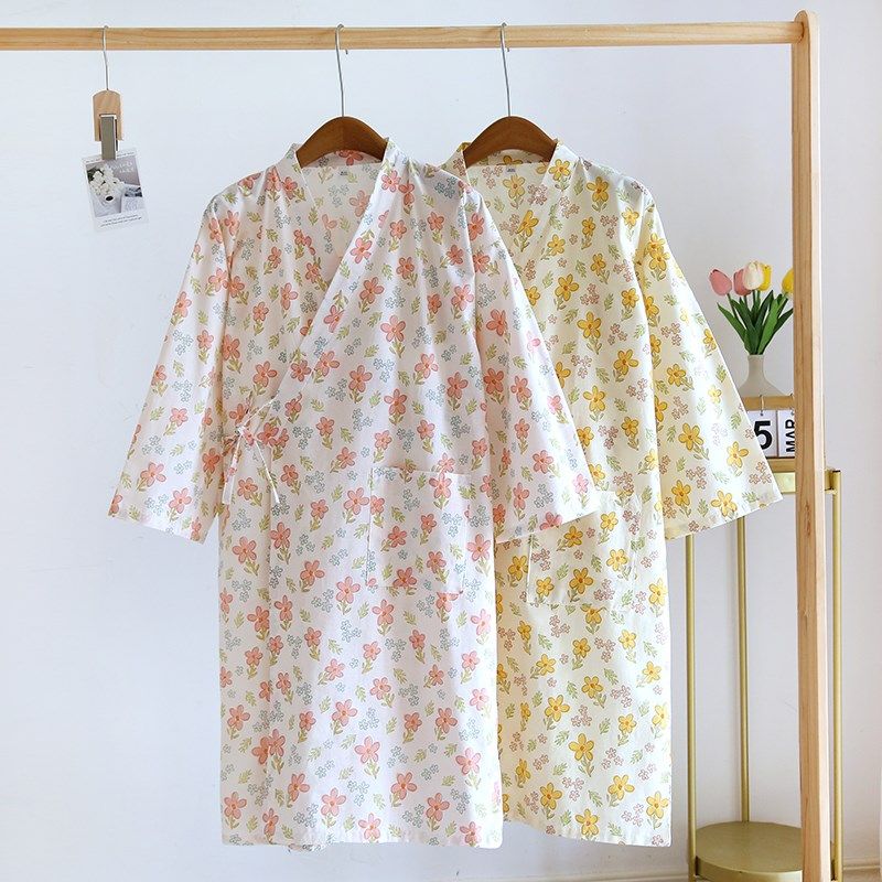 日式纱布和服睡裙女春夏薄款纯棉开衫睡袍K浴衣全棉宽松汗蒸服睡,淘宝优惠券,粉丝福利购,淘宝优惠卷