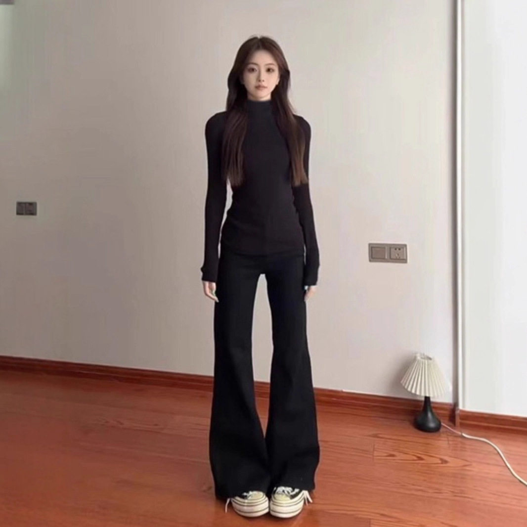 黑色半高领打底衫女秋冬保暖内搭长袖恤修身显瘦百搭基础款上衣,淘宝优惠券,粉丝福利购,淘宝优惠卷