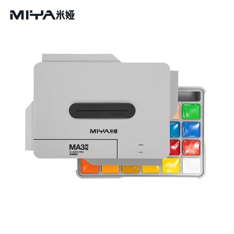 米娅MA3丙烯颜料果冻套装 30ml/24色/36色带提手初学者儿童丙烯幼儿园小学初中用美术课大学生写生可水洗颜料 - 图3