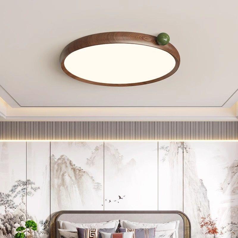 中古风复古卧室灯吸顶灯小奶豆果果灯诧寂风书房灯胡桃木纹主卧灯 - 图2