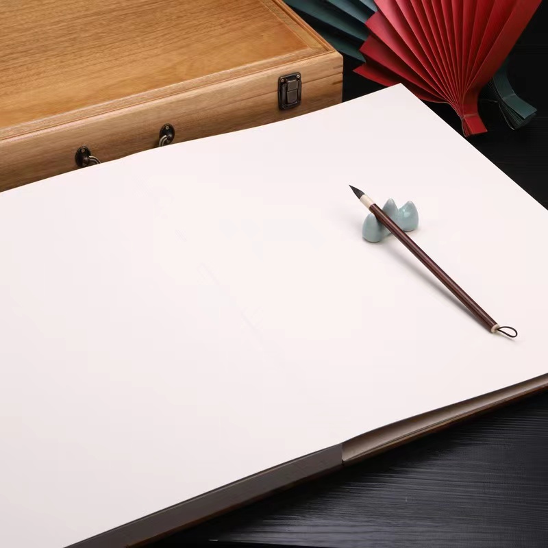 香樟木礼盒装空白宣纸册页手工檀皮生宣纸初学者半生熟毛笔书法绘画国画写意花鸟山水画册熟宣工笔画小楷折页 - 图2