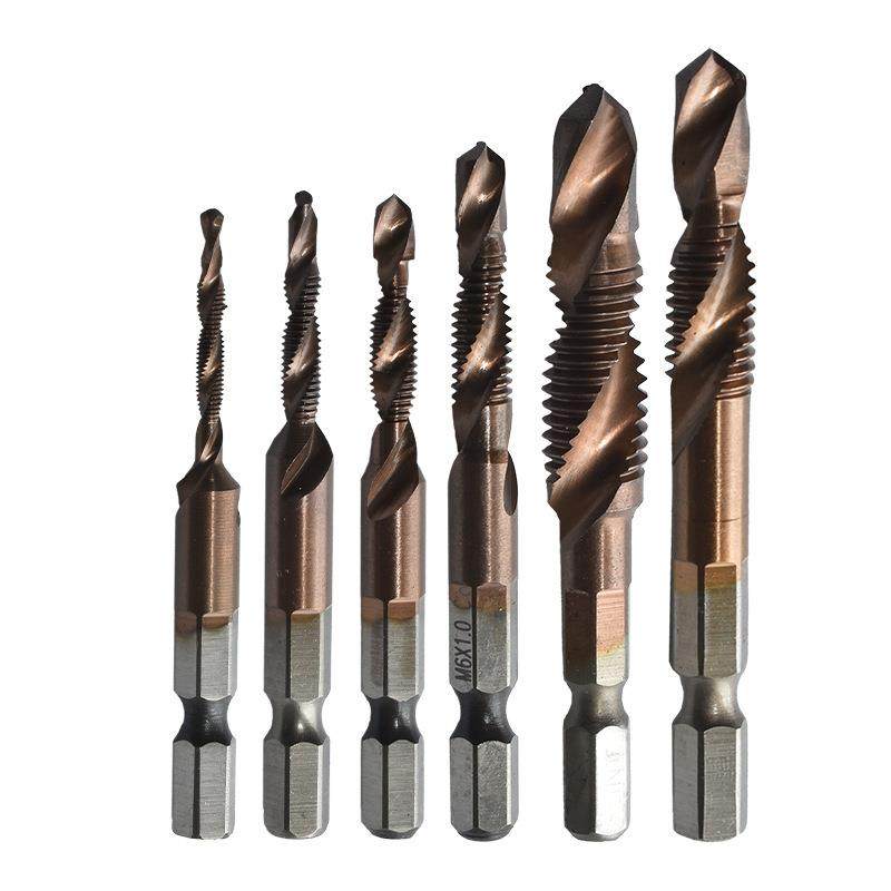 高速钢含钴六角柄复合丝锥电钻打孔三合一螺旋丝锥多功能机用丝锥,淘宝优惠券,粉丝福利购,淘宝优惠卷