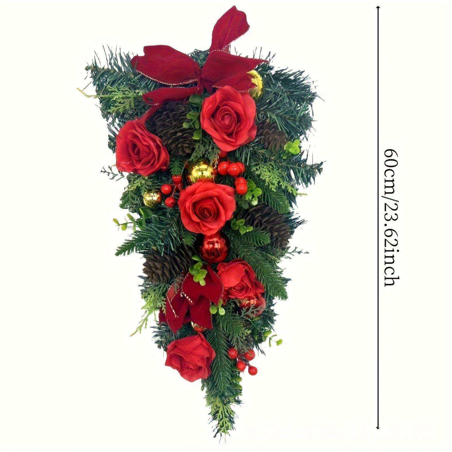 美汇2025圣诞新品圣诞植绒花环门挂门帘圣诞节装饰品圣诞花环藤条,淘宝优惠券,粉丝福利购,淘宝优惠卷