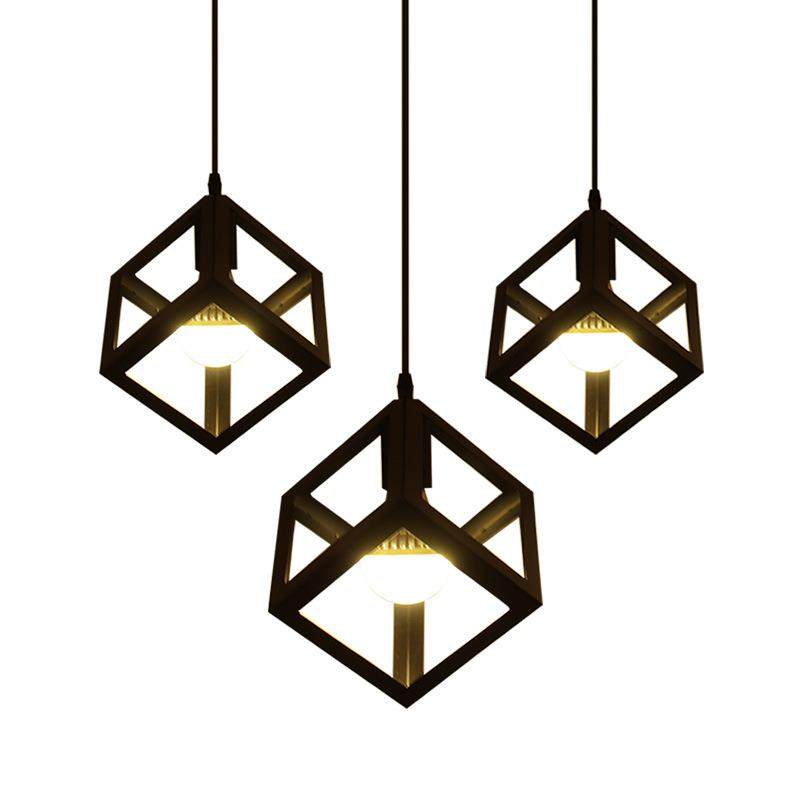 复古美式乡村方形餐吊灯四方创意吧台客厅灯具工业风loft铁艺吊灯,淘宝优惠券,粉丝福利购,淘宝优惠卷