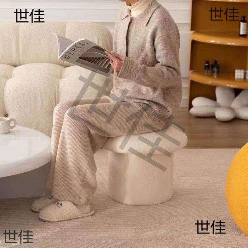 奶油风实木凳子可爱蘑菇凳家用小板凳成人矮凳茶几沙发圆墩子宏东,淘宝优惠券,粉丝福利购,淘宝优惠卷