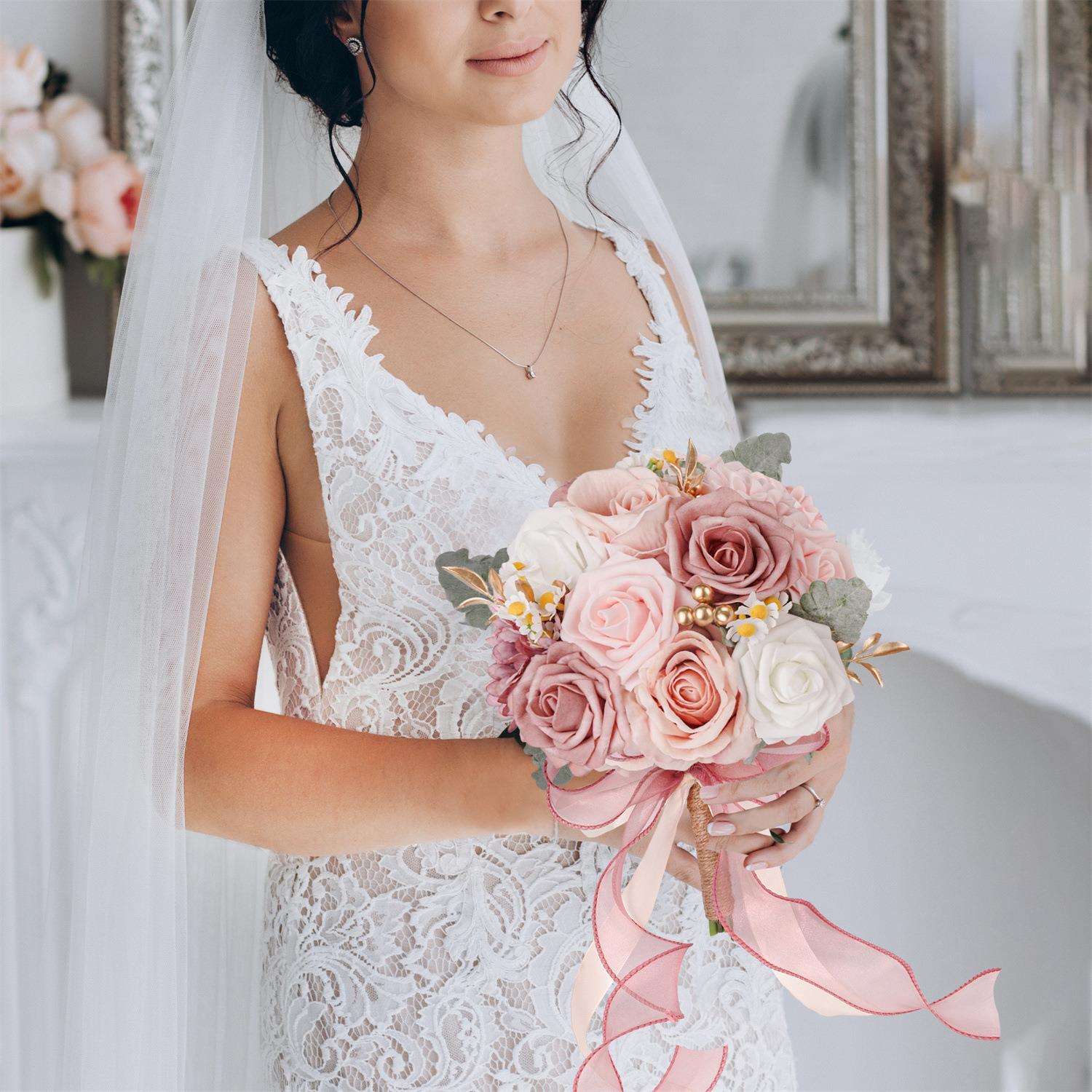 新娘伴娘手捧花新娘高级感仿真花束成品拍摄道具假花人造花束仿真 - 图1