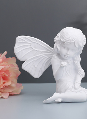 极速北欧b可爱娃娃树脂祈祷天使小摆件客厅人物雕塑装饰婚礼造型