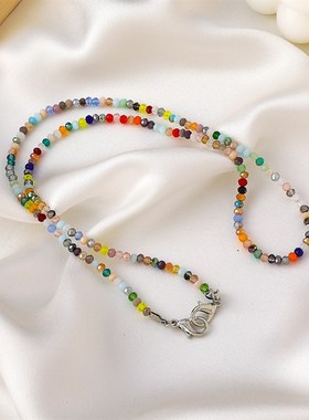 极速韩版气质网红k彩色水晶ins简约项链装饰口罩链眼镜链防丢颈饰