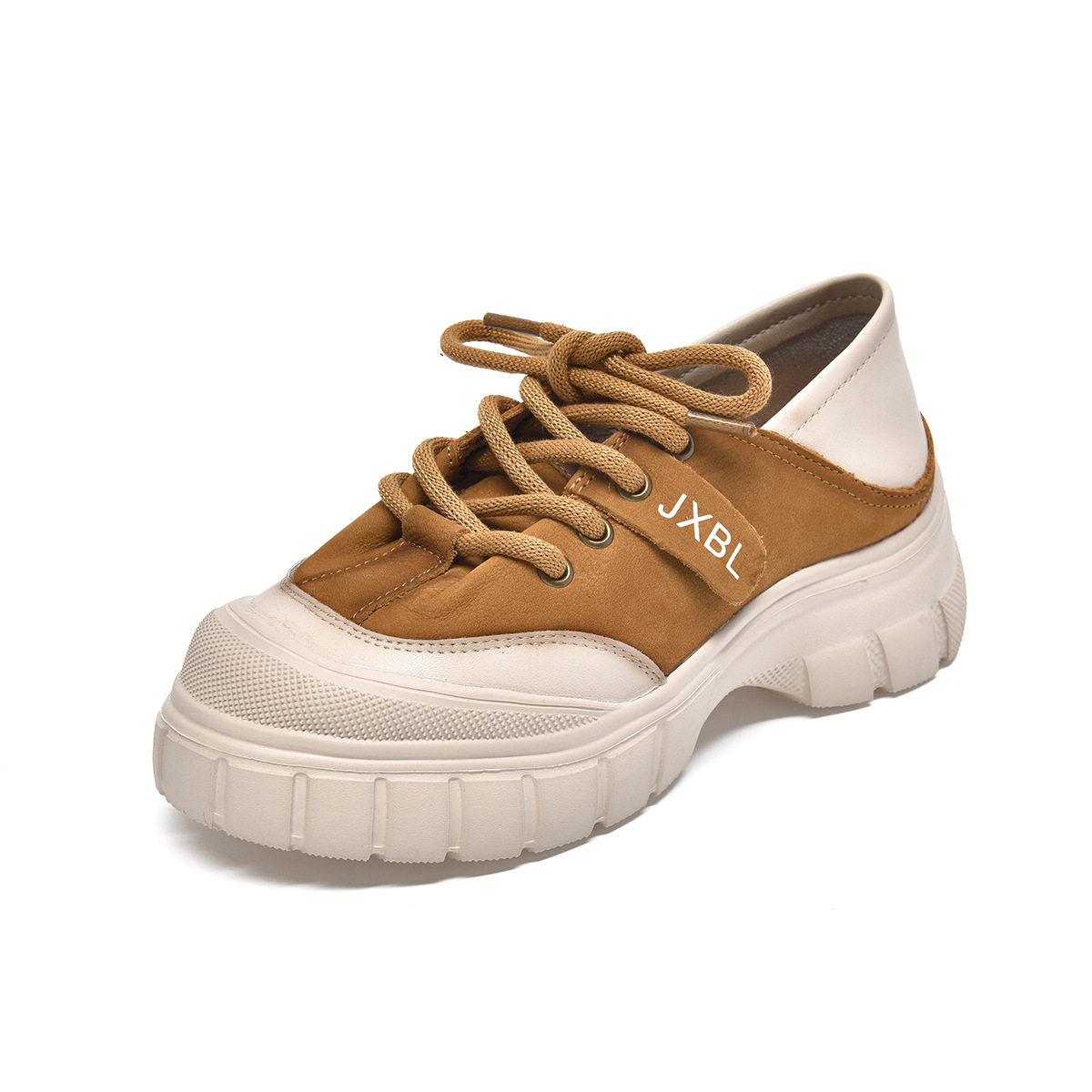 厚底小白鞋女2024秋季韩版拼色系带小单鞋一鞋两穿乐福鞋实体专供,淘宝优惠券,粉丝福利购,淘宝优惠卷