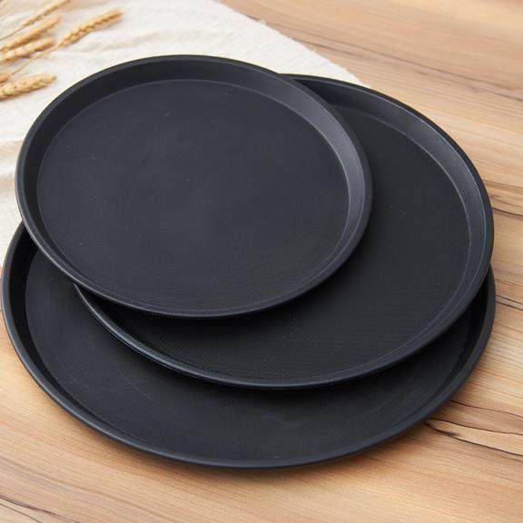 圆形托 托盘防滑橡胶黑色茶盘北欧简约家用客厅水杯盘餐具酒店餐,淘宝优惠券,粉丝福利购,淘宝优惠卷