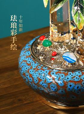 高端珐琅彩招财聚财发财树摇钱树摆件客厅玄关办公室收银台装饰品