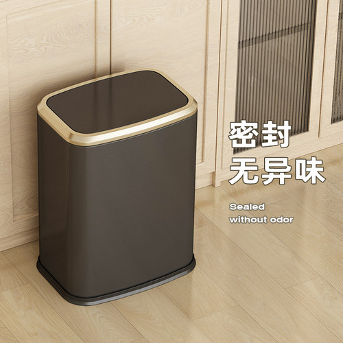 KUK不锈钢垃圾桶办公室酒店家用客厅翻盖卫生间大容量2026新款 - 图3