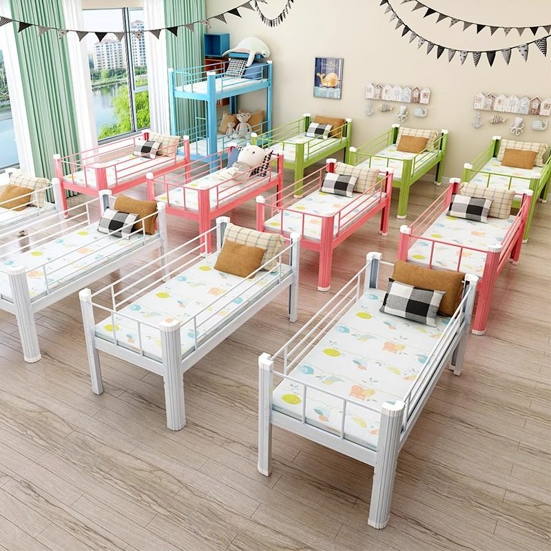 工厂 铁艺拼接双层儿童床带护栏幼儿园午睡床上下铺铁床托管班,淘宝优惠券,粉丝福利购,淘宝优惠卷