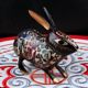 Pakistani copper hand-carved lacquered copper flowers rabbit zodiac rabbit animal Chinese art copper ornaments