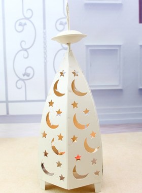 极速新款 1006创意星t月烛台浪漫铁艺小夜灯情人节田园复古做旧铁