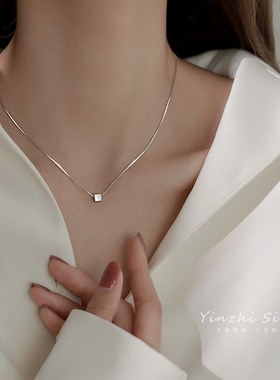 极速纯银饰项链女轻奢小众设计感2021年新款潮锁T骨链吊坠毛衣链