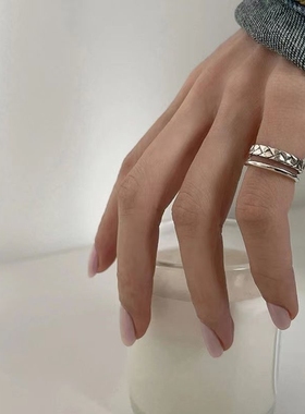极速法式尾d戒小拇指戒指女戒指可调节大小食指戒指网红爆款简约