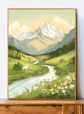 远山风景diy数字油画手工填色