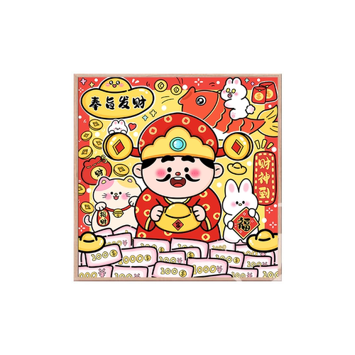 新款财神diy数字油画中式中国风财神爷寓意好手工填色客厅装饰画 - 图3