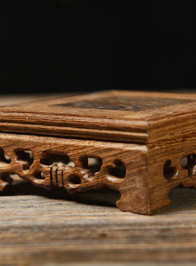 新品东方泥土 鸡翅木实木底座花瓶D花盆栽鱼缸茶壶玉石摆件方形托