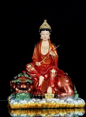 极速树脂文殊普贤菩萨佛s像华严三圣居家手工艺品新中式客厅装饰