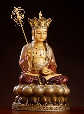 极速台湾纯铜太古彩地藏菩萨铜像家用供I奉娑婆三圣地藏王菩萨佛